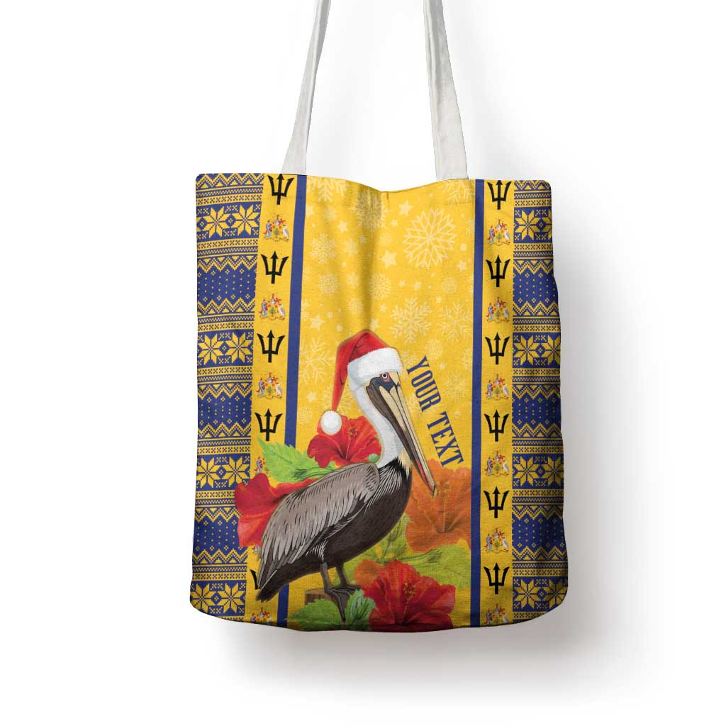 Personalized Barbados Christmas Tote Bag Bajan Xmas Brown Pelican Santa - Wonder Print Shop