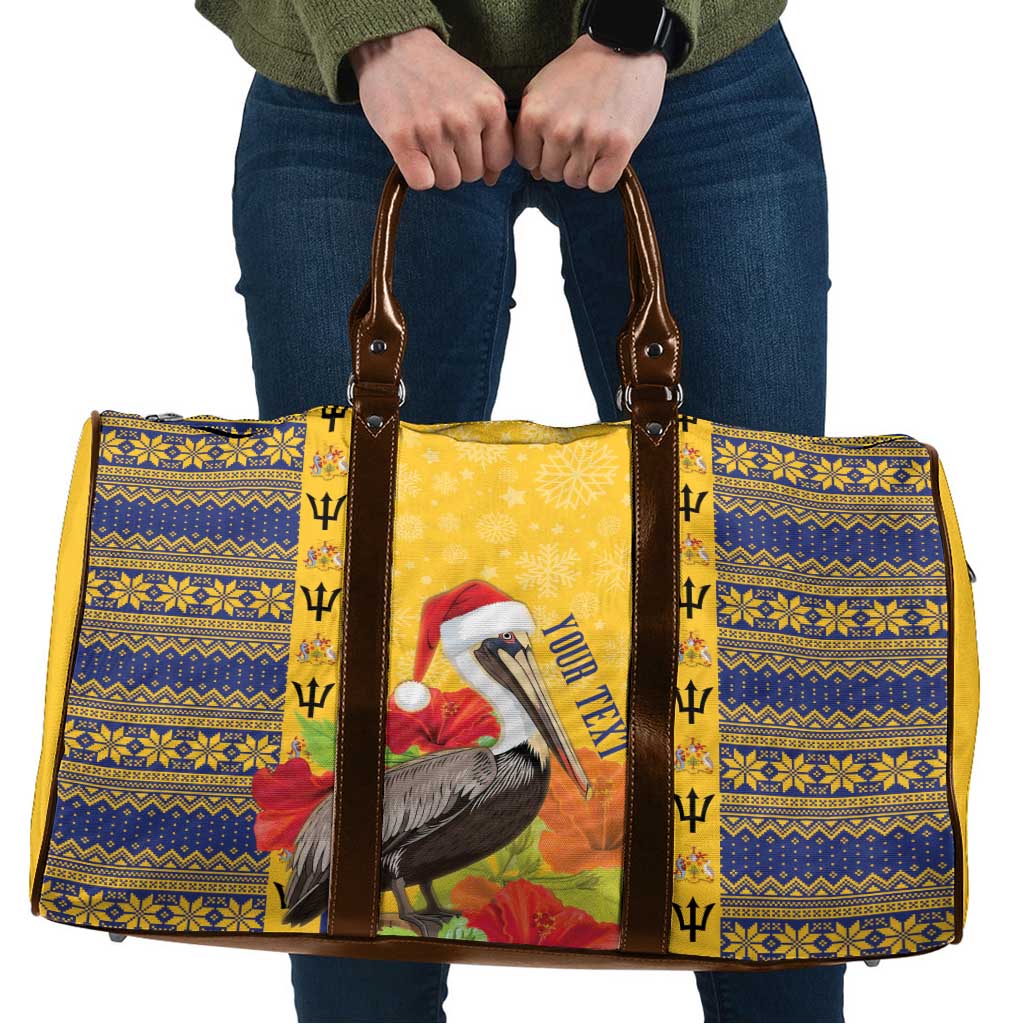 Personalized Barbados Christmas Travel Bag Bajan Xmas Brown Pelican Santa - Wonder Print Shop