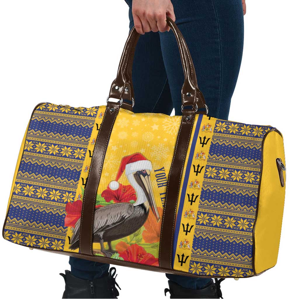 Personalized Barbados Christmas Travel Bag Bajan Xmas Brown Pelican Santa - Wonder Print Shop