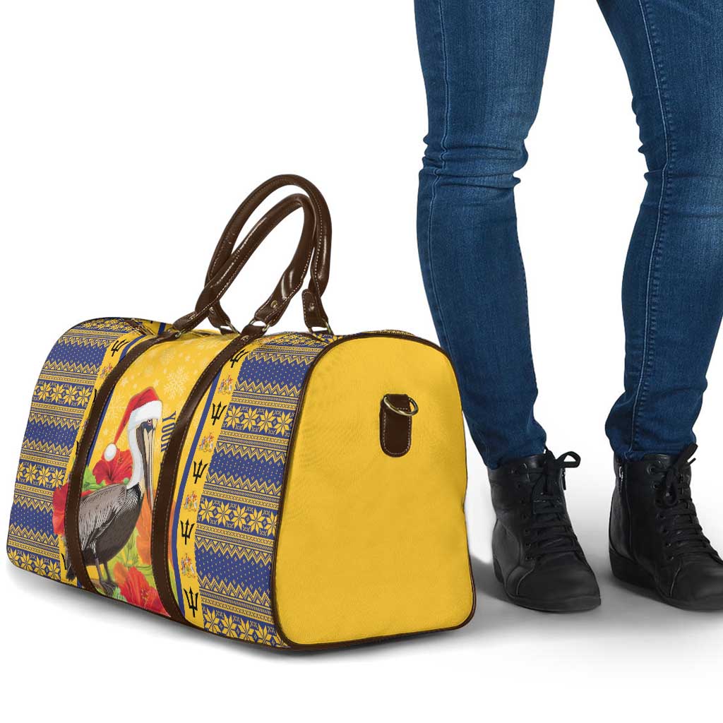 Personalized Barbados Christmas Travel Bag Bajan Xmas Brown Pelican Santa - Wonder Print Shop