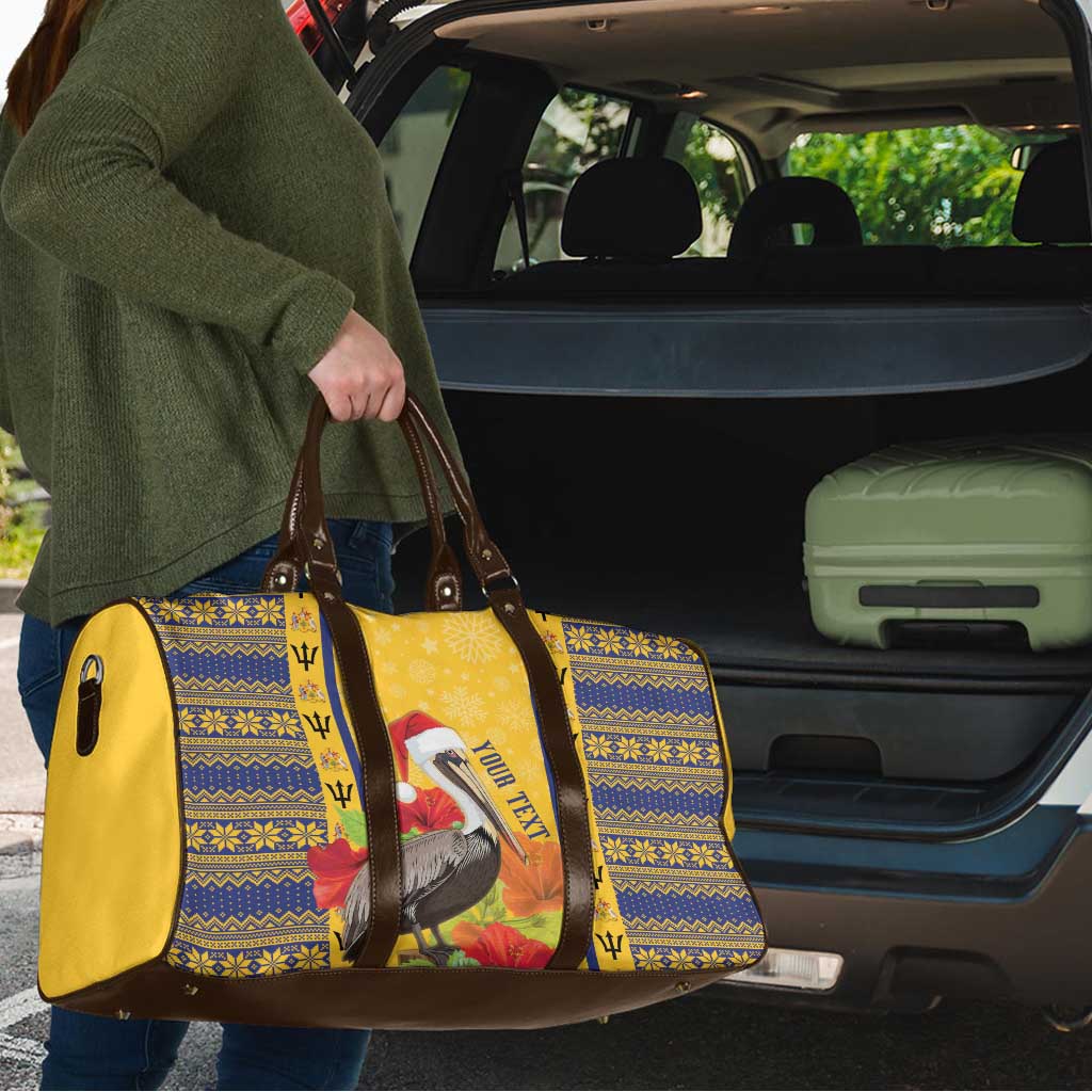 Personalized Barbados Christmas Travel Bag Bajan Xmas Brown Pelican Santa - Wonder Print Shop