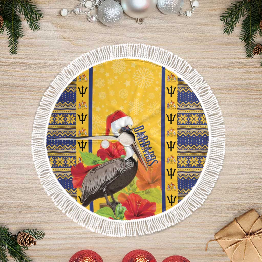 Barbados Christmas Tree Skirt Bajan Xmas Brown Pelican Santa - Wonder Print Shop