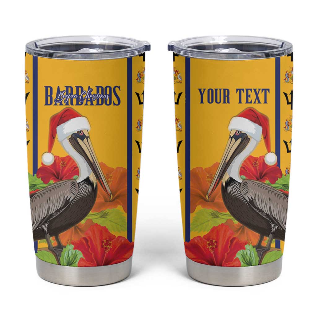 Personalized Barbados Christmas Tumbler Cup Bajan Xmas Brown Pelican Santa - Wonder Print Shop