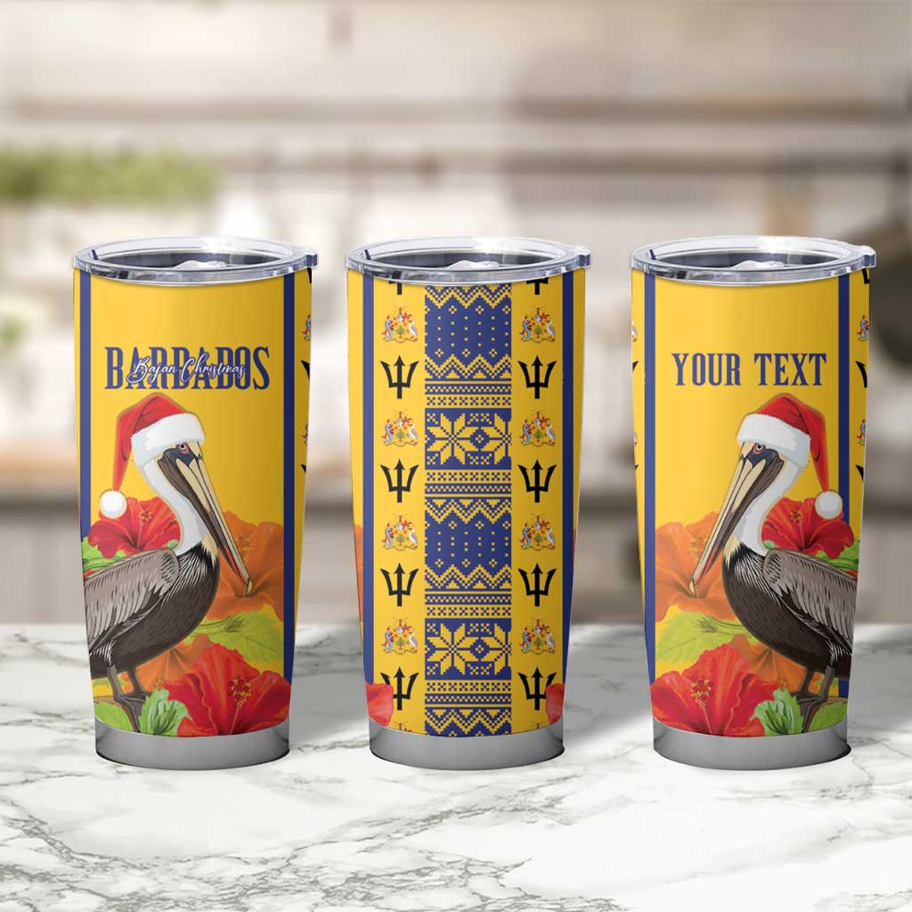Personalized Barbados Christmas Tumbler Cup Bajan Xmas Brown Pelican Santa - Wonder Print Shop