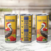 Personalized Barbados Christmas Tumbler Cup Bajan Xmas Brown Pelican Santa - Wonder Print Shop