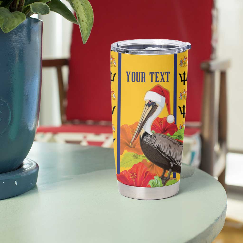 Personalized Barbados Christmas Tumbler Cup Bajan Xmas Brown Pelican Santa - Wonder Print Shop