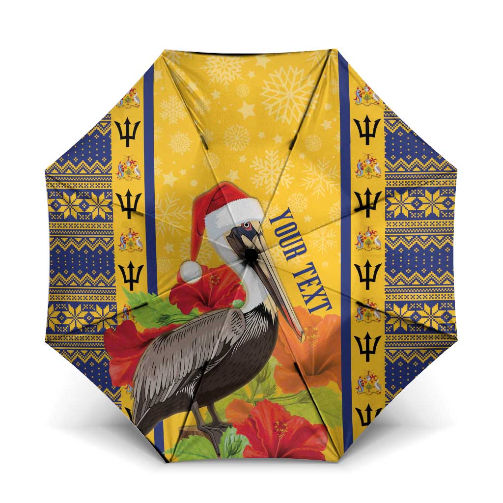 Personalized Barbados Christmas Umbrella Bajan Xmas Brown Pelican Santa - Wonder Print Shop