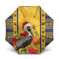 Personalized Barbados Christmas Umbrella Bajan Xmas Brown Pelican Santa - Wonder Print Shop