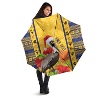 Personalized Barbados Christmas Umbrella Bajan Xmas Brown Pelican Santa - Wonder Print Shop
