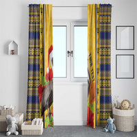 Personalized Barbados Christmas Window Curtain Bajan Xmas Brown Pelican Santa - Wonder Print Shop