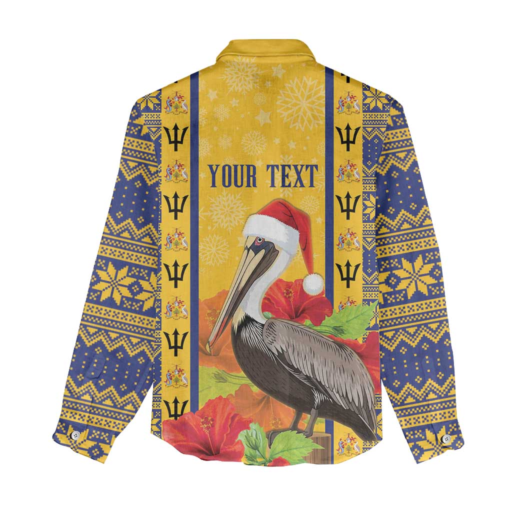 Personalized Barbados Christmas Women Casual Shirt Bajan Xmas Brown Pelican Santa - Wonder Print Shop