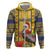 Personalized Barbados Christmas Zip Hoodie Bajan Xmas Brown Pelican Santa - Wonder Print Shop