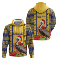 Personalized Barbados Christmas Zip Hoodie Bajan Xmas Brown Pelican Santa - Wonder Print Shop
