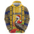 Personalized Barbados Christmas Zip Hoodie Bajan Xmas Brown Pelican Santa - Wonder Print Shop