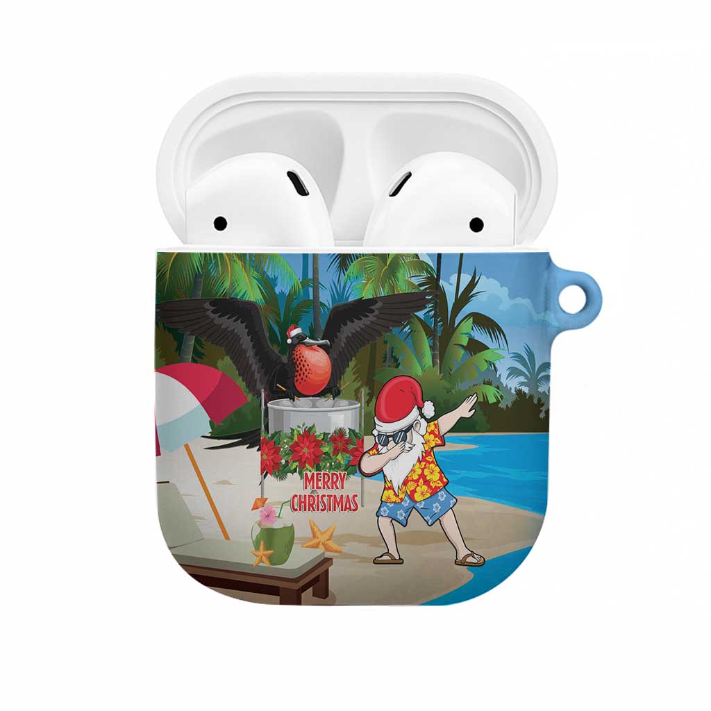Antigua And Barbuda Christmas AirPods Case Magnificent Frigatebird Dabbing Santa - Wonder Print Shop