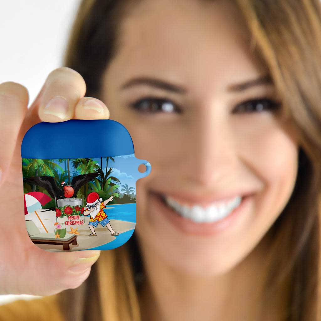 Antigua And Barbuda Christmas AirPods Case Magnificent Frigatebird Dabbing Santa - Wonder Print Shop