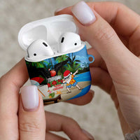 Antigua And Barbuda Christmas AirPods Case Magnificent Frigatebird Dabbing Santa - Wonder Print Shop