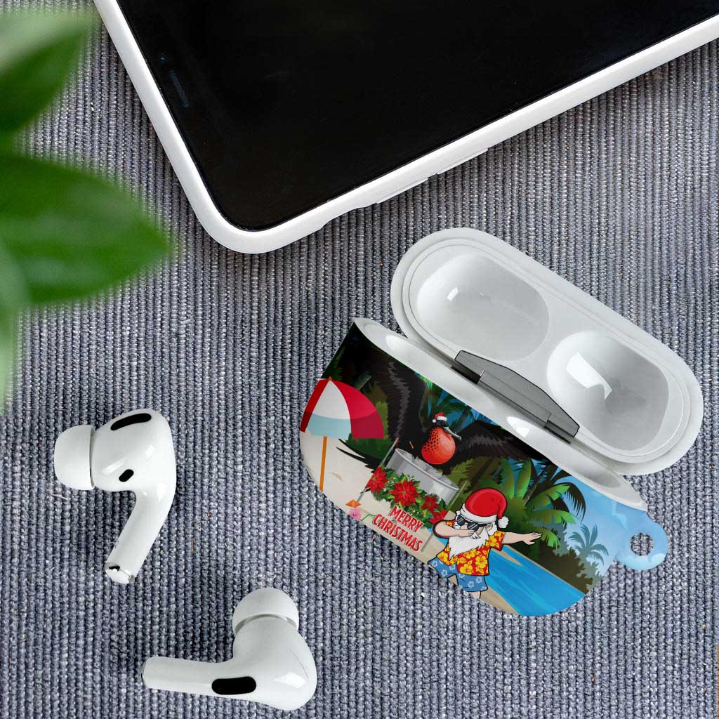 Antigua And Barbuda Christmas AirPods Case Magnificent Frigatebird Dabbing Santa - Wonder Print Shop