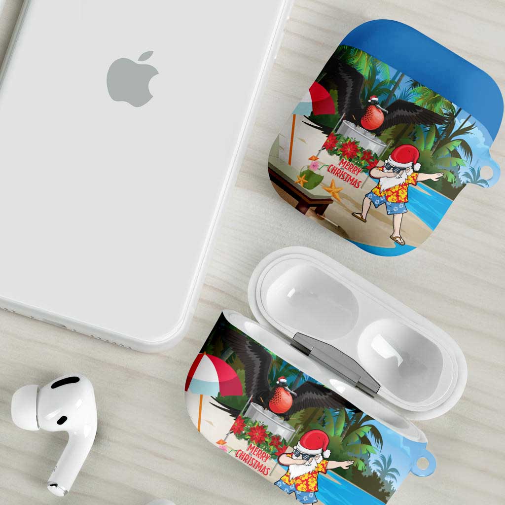 Antigua And Barbuda Christmas AirPods Case Magnificent Frigatebird Dabbing Santa - Wonder Print Shop