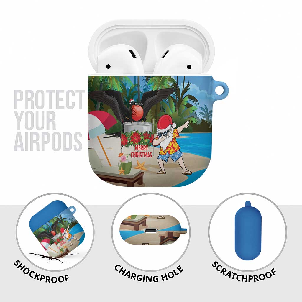 Antigua And Barbuda Christmas AirPods Case Magnificent Frigatebird Dabbing Santa - Wonder Print Shop