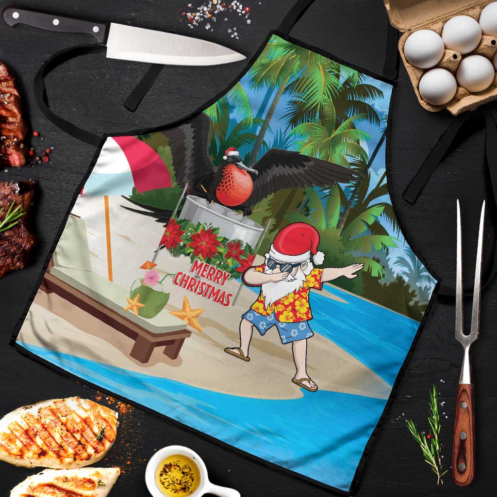 Antigua And Barbuda Christmas Apron Magnificent Frigatebird Dabbing Santa - Wonder Print Shop