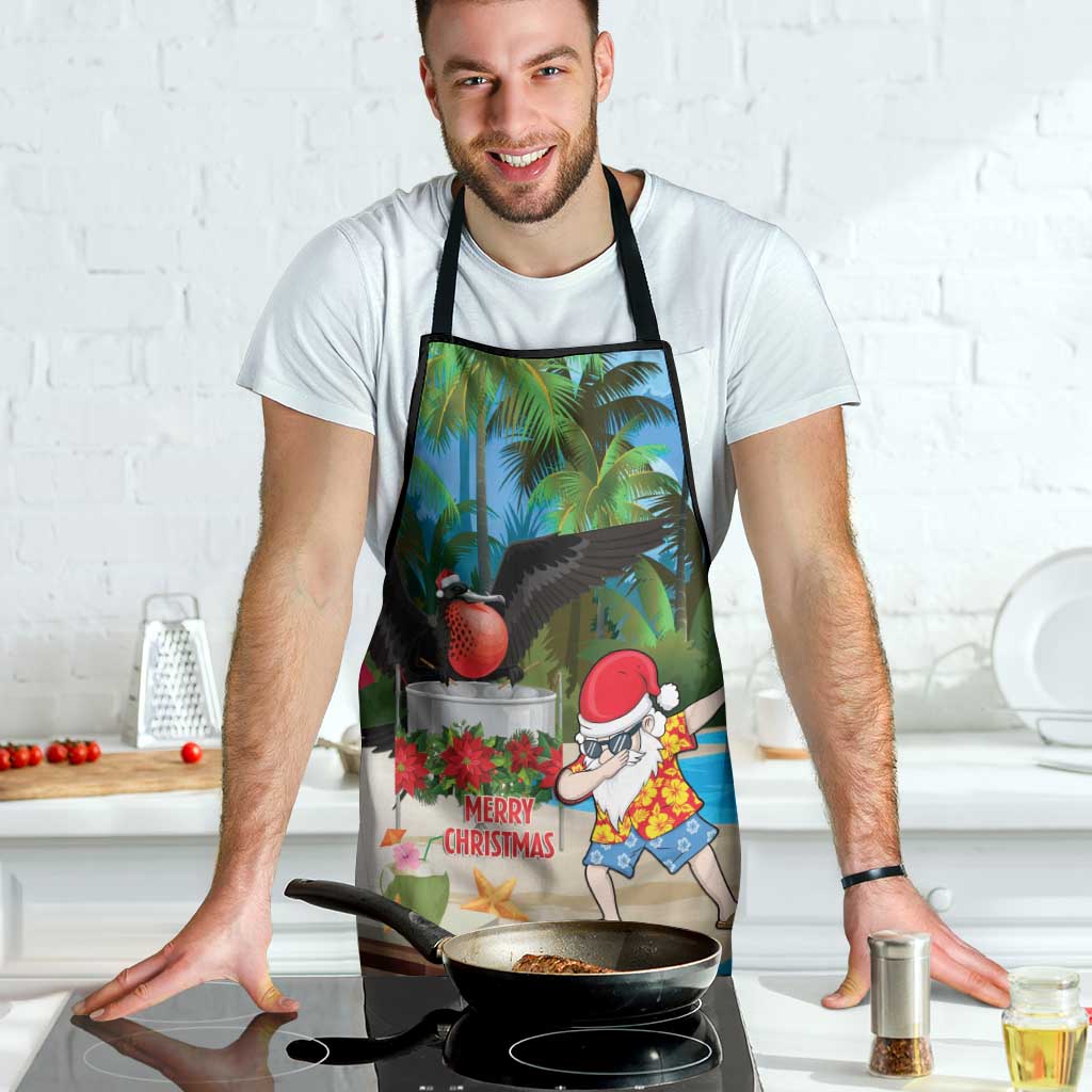 Antigua And Barbuda Christmas Apron Magnificent Frigatebird Dabbing Santa - Wonder Print Shop