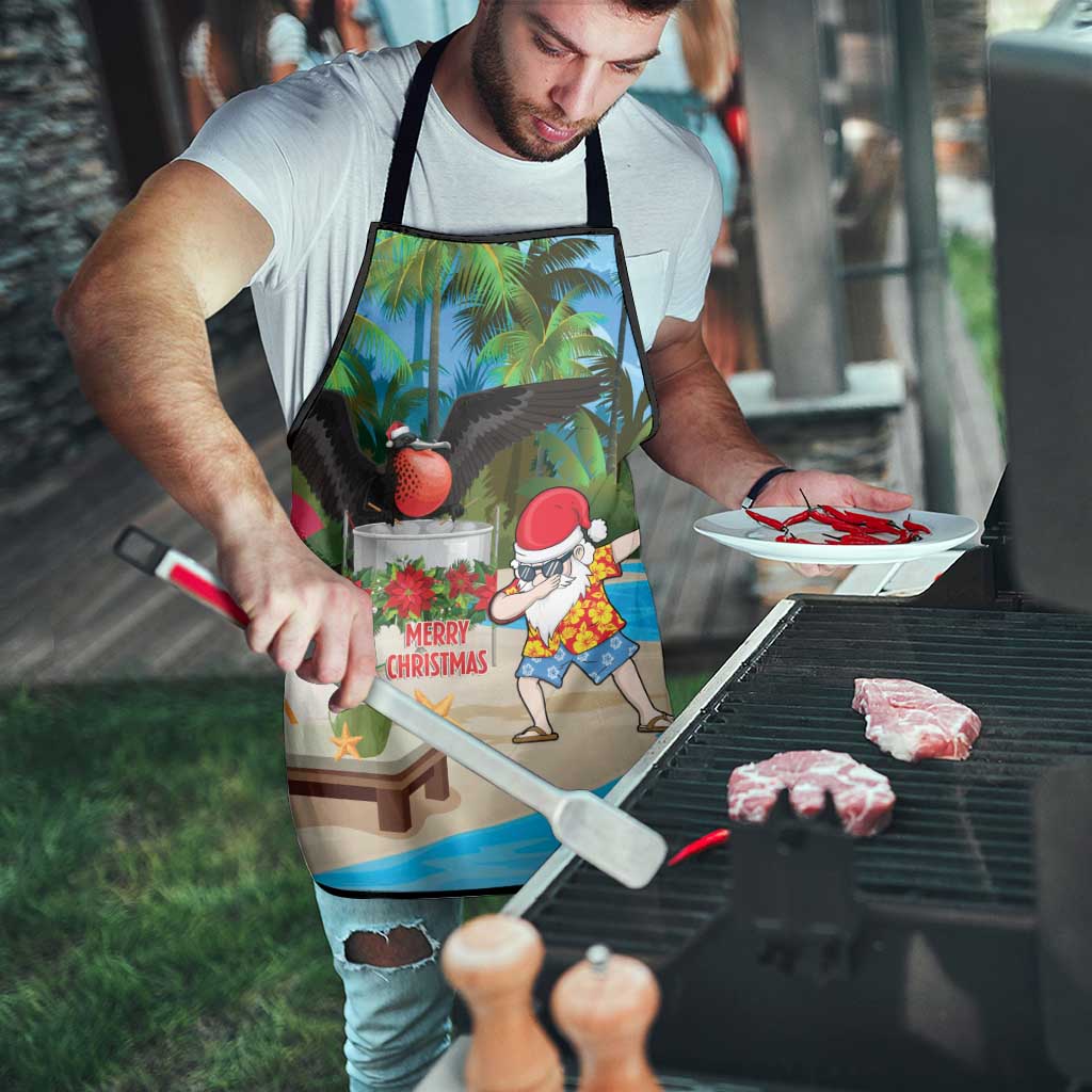 Antigua And Barbuda Christmas Apron Magnificent Frigatebird Dabbing Santa - Wonder Print Shop