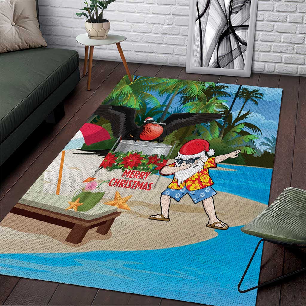 Antigua And Barbuda Christmas Area Rug Magnificent Frigatebird Dabbing Santa - Wonder Print Shop