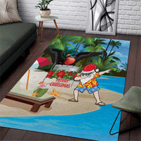 Antigua And Barbuda Christmas Area Rug Magnificent Frigatebird Dabbing Santa - Wonder Print Shop