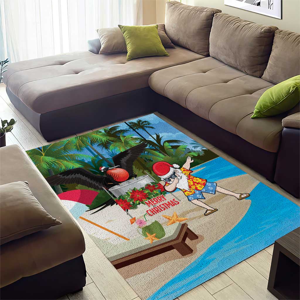 Antigua And Barbuda Christmas Area Rug Magnificent Frigatebird Dabbing Santa - Wonder Print Shop