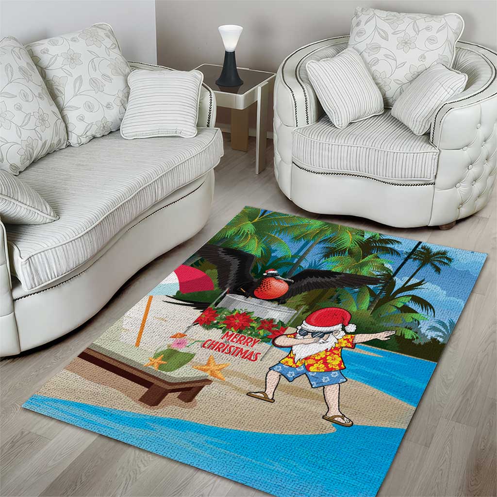 Antigua And Barbuda Christmas Area Rug Magnificent Frigatebird Dabbing Santa - Wonder Print Shop