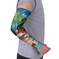 Antigua And Barbuda Christmas Arm Sleeves Magnificent Frigatebird Dabbing Santa - Wonder Print Shop