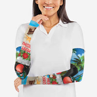 Antigua And Barbuda Christmas Arm Sleeves Magnificent Frigatebird Dabbing Santa - Wonder Print Shop