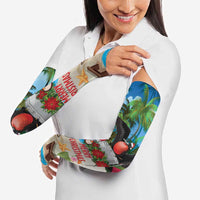 Antigua And Barbuda Christmas Arm Sleeves Magnificent Frigatebird Dabbing Santa - Wonder Print Shop