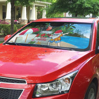 Antigua And Barbuda Christmas Auto Sun Shade Magnificent Frigatebird Dabbing Santa - Wonder Print Shop