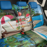 Antigua And Barbuda Christmas Back Car Seat Cover Magnificent Frigatebird Dabbing Santa - Wonder Print Shop