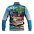 Antigua And Barbuda Christmas Baseball Jacket Magnificent Frigatebird Dabbing Santa - Wonder Print Shop