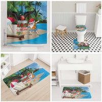 Antigua And Barbuda Christmas Bathroom Set Magnificent Frigatebird Dabbing Santa - Wonder Print Shop