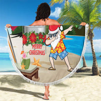 Antigua And Barbuda Christmas Beach Blanket Magnificent Frigatebird Dabbing Santa - Wonder Print Shop