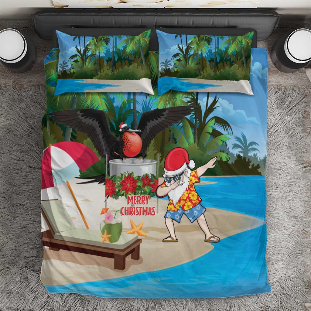 Antigua And Barbuda Christmas Bedding Set Magnificent Frigatebird Dabbing Santa - Wonder Print Shop