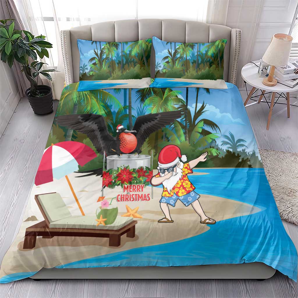 Antigua And Barbuda Christmas Bedding Set Magnificent Frigatebird Dabbing Santa - Wonder Print Shop