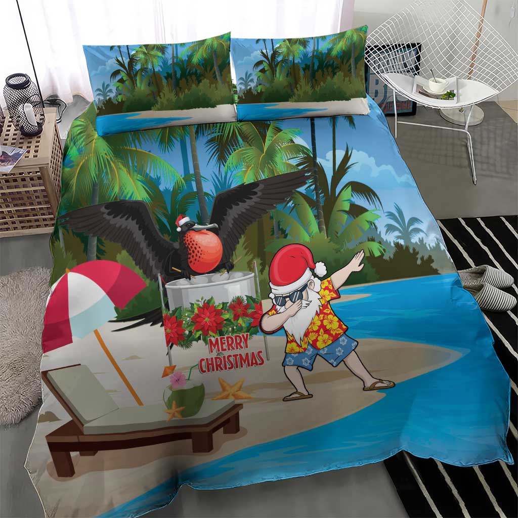 Antigua And Barbuda Christmas Bedding Set Magnificent Frigatebird Dabbing Santa - Wonder Print Shop