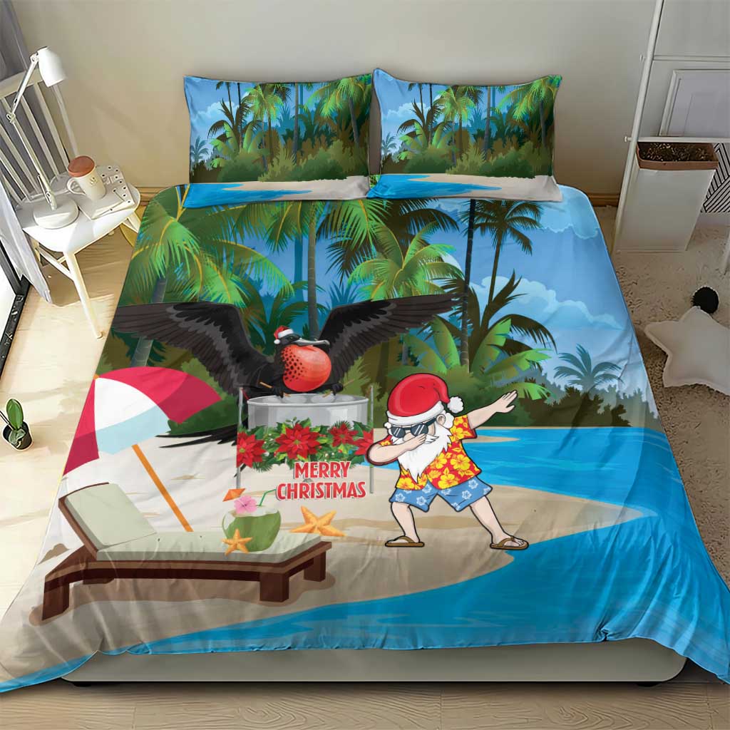 Antigua And Barbuda Christmas Bedding Set Magnificent Frigatebird Dabbing Santa - Wonder Print Shop