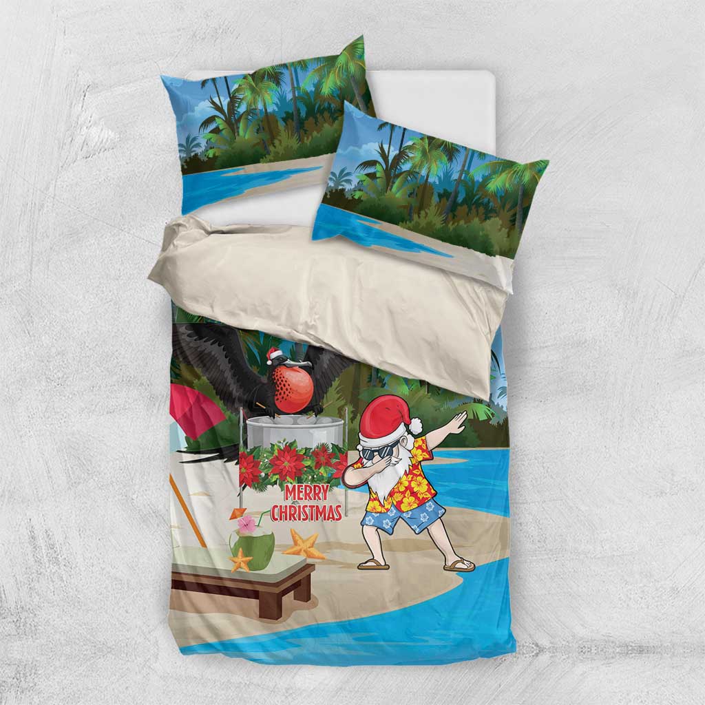 Antigua And Barbuda Christmas Bedding Set Magnificent Frigatebird Dabbing Santa - Wonder Print Shop