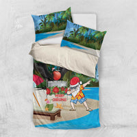 Antigua And Barbuda Christmas Bedding Set Magnificent Frigatebird Dabbing Santa - Wonder Print Shop