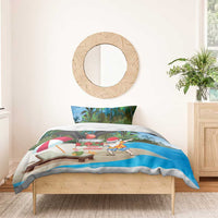 Antigua And Barbuda Christmas Bedding Set Magnificent Frigatebird Dabbing Santa - Wonder Print Shop