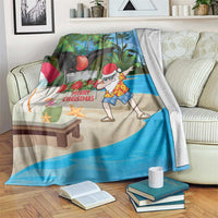 Antigua And Barbuda Christmas Blanket Magnificent Frigatebird Dabbing Santa - Wonder Print Shop