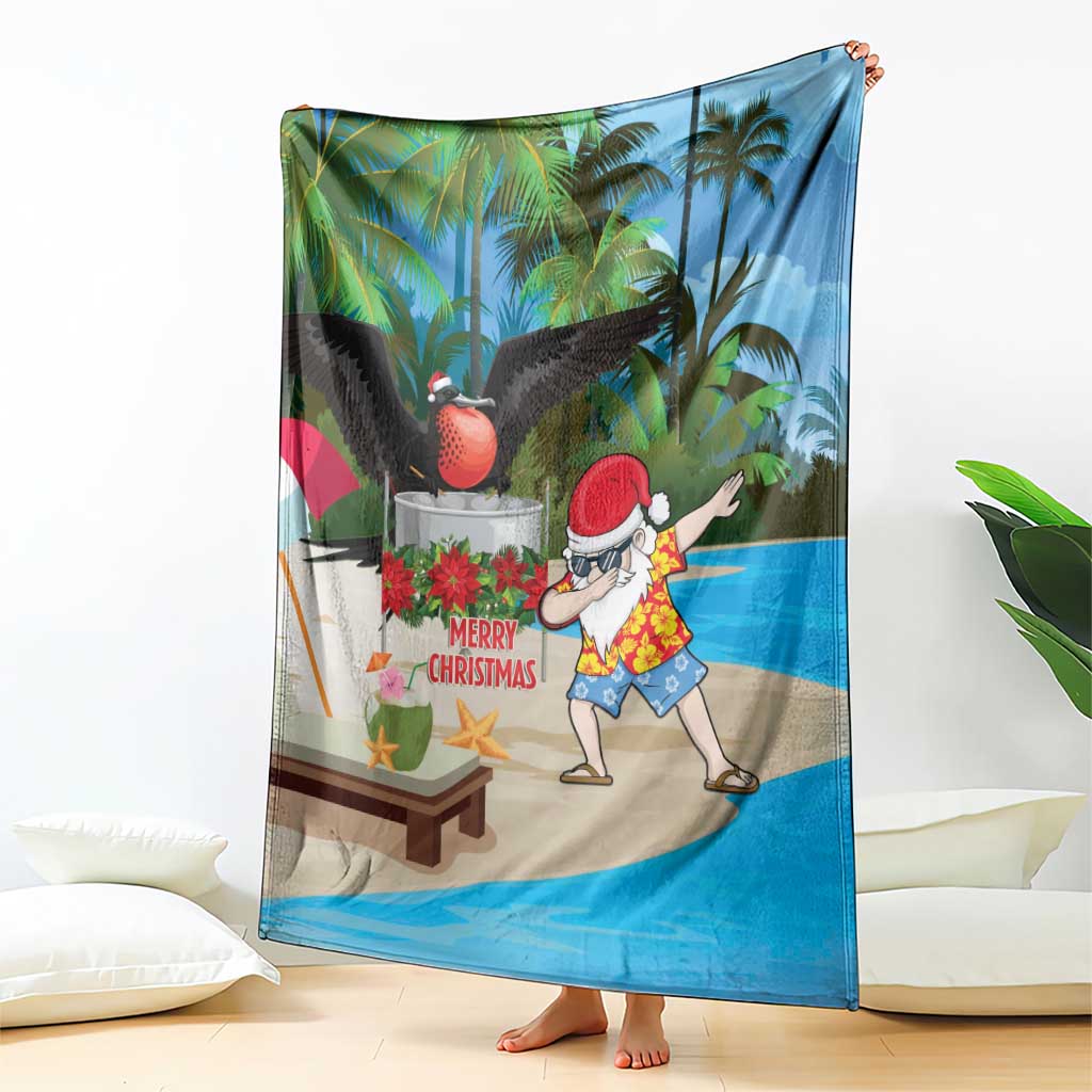 Antigua And Barbuda Christmas Blanket Magnificent Frigatebird Dabbing Santa - Wonder Print Shop