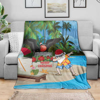 Antigua And Barbuda Christmas Blanket Magnificent Frigatebird Dabbing Santa - Wonder Print Shop