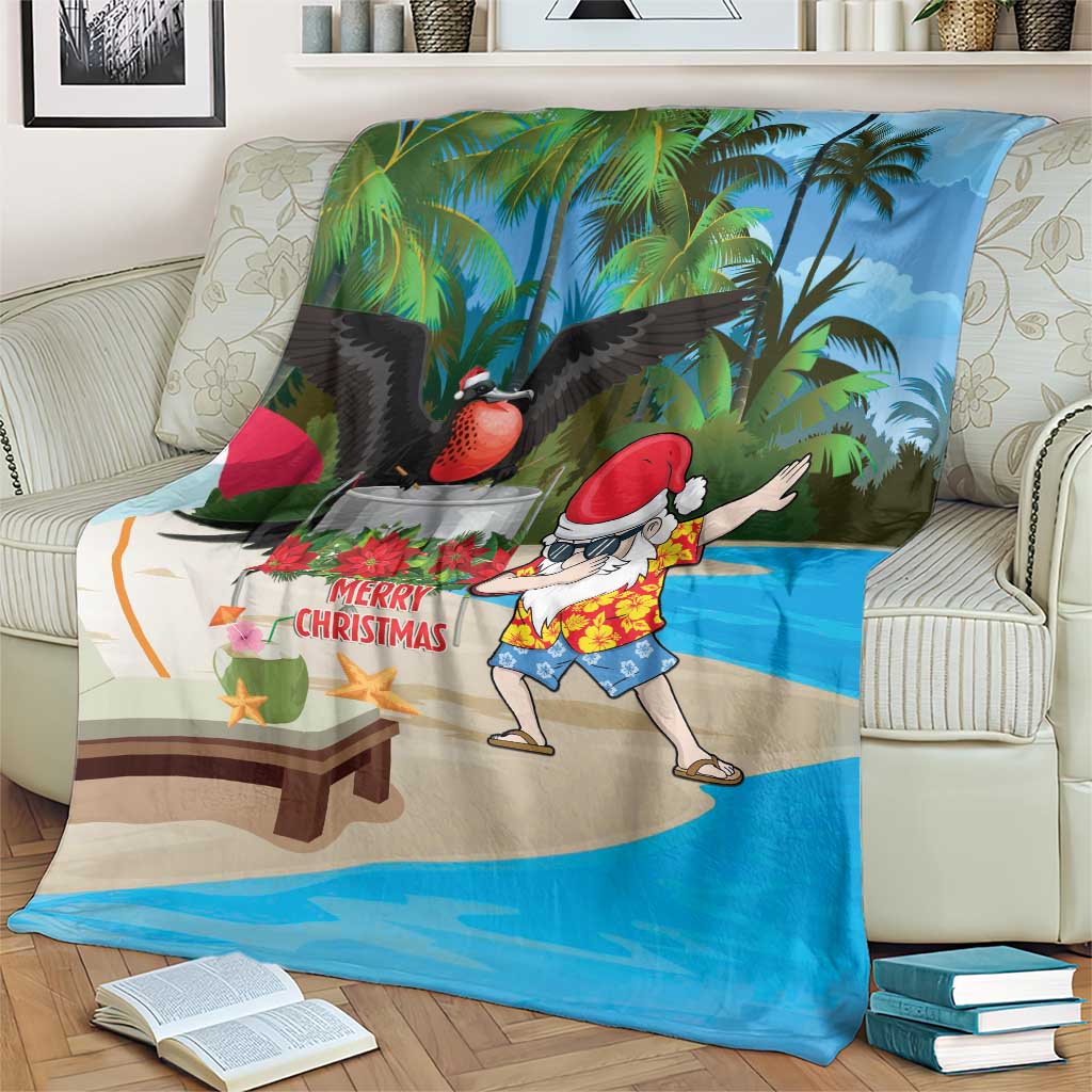Antigua And Barbuda Christmas Blanket Magnificent Frigatebird Dabbing Santa - Wonder Print Shop